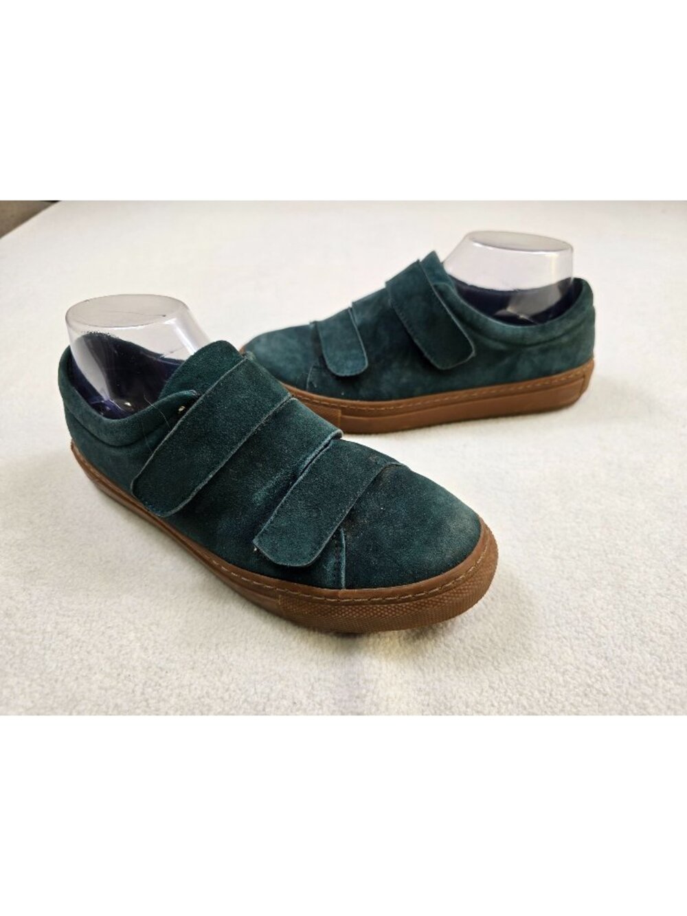Hotic Emerald Green Suede Velcro Strap Sneakers For Women Size 39